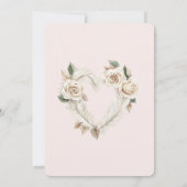 Romantic Blush Roses Feathers Floral Heart Wedding Kaart (Achterkant)