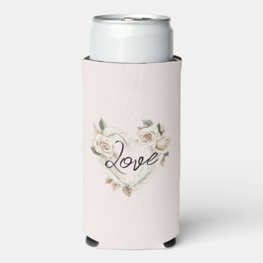 Romantic Blush Roses Feathers Heart Love (Seltzer Voorkant)
