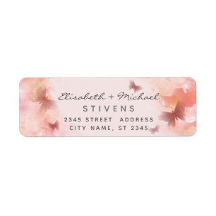Romantic blush waterverf vlinder bruiloft etiket