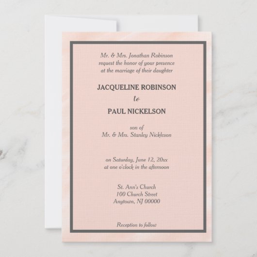 Romantic Blush Waterverf Wash Wedding Invitations Kaart (Voorkant)
