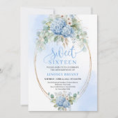 Romantic Bohemian Blue Floral Sweet 16 Invitation (Devant)