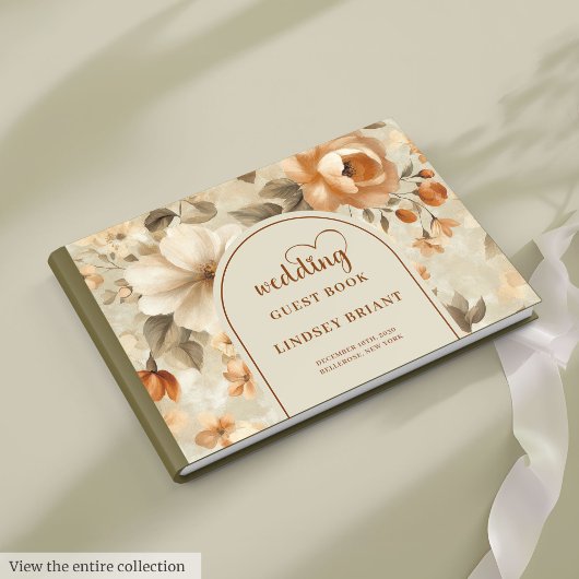 Romantic Boho Copper Ivory Sage Flower Wedding  Gastenboek