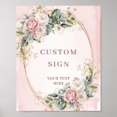 Romantic Boho Dusty Pink Floral Custom Sign Poster (Voorkant)