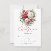 Romantic Boho Floral Red Blush RSVP Enclosure (Devant)