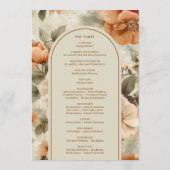 Romantic Boho Rust Ivory Olive Sage Floral Wedding Programma (Achterkant)