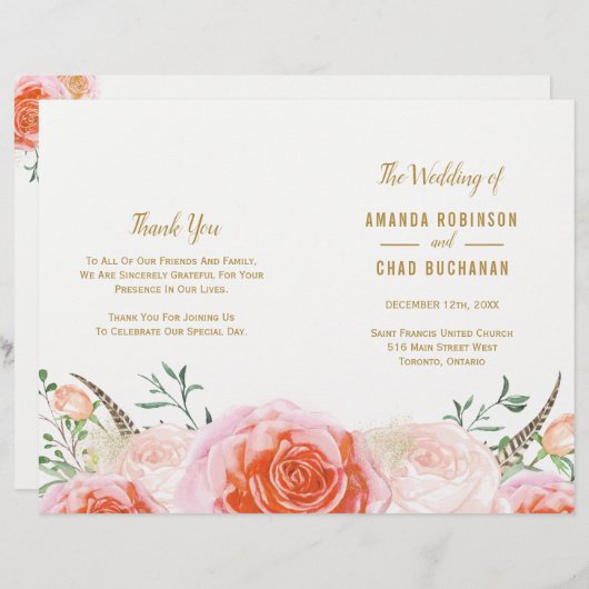 Romantic Boho Tribal Wedding Programs (Voorkant / Achterkant)