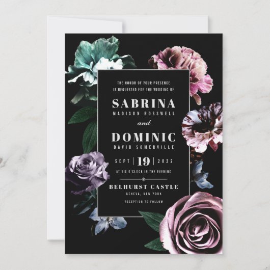 Romantic Botanic Wedding Invitations Set V 02 Kaart (Voorkant)