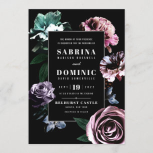 Romantic Botanic Wedding Invitations Set V 02 Kaart