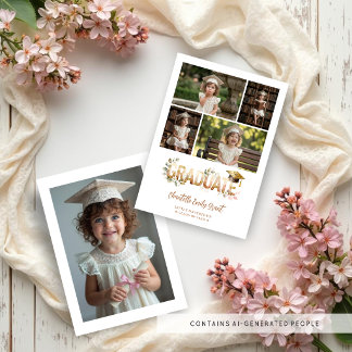 Romantic Botanical Kindergarten Grad 5-Photo Aankondiging