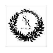 Romantic Botanical Wreath Wedding Initials Rubberstempel (Afrduk)