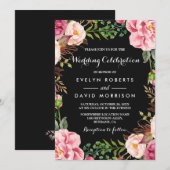 Romantic Botanische Roze Floral Wreath Wedding Kaart (Voorkant / Achterkant)