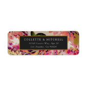 Romantic Bouquet Hot Pink Black Gold Wedding Etiket (Voorkant)