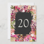 Romantic Bouquet Hot Pink Black Table Number Kaart (Voorkant)