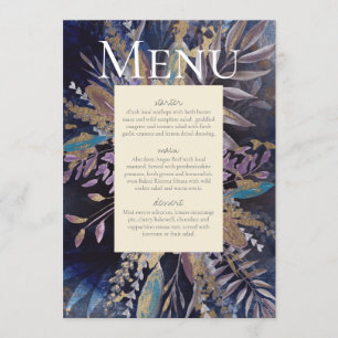 Romantic bouquet schilderde blues menu kaart