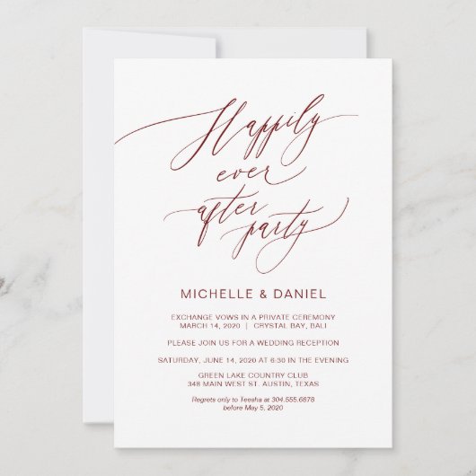 Romantic Bourgogne Script, weddenschap Kaart (Voorkant)