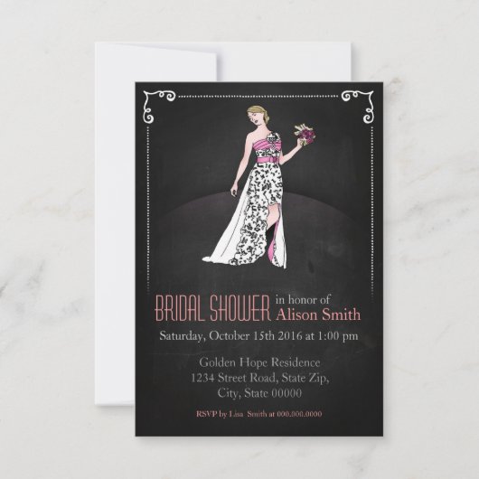 Romantic Bridal shower modern invitation (Devant)
