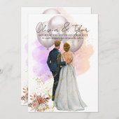 Romantic Bride & Groom with Balloons Kaart (Voorkant / Achterkant)