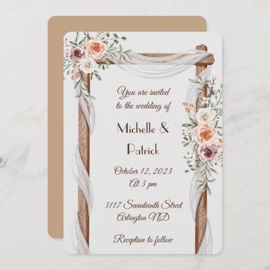 Romantic bruiloft uitnodiging rustic (Voorkant / Achterkant)