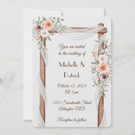 Romantic bruiloft uitnodiging rustic (Voorkant)