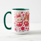 Romantic Bunny Couple Heart Ceramic Mug (Gauche)