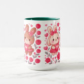 Romantic Bunny Couple Heart Ceramic Mug (Centre)