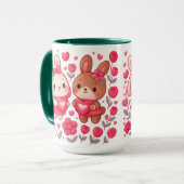 Romantic Bunny Couple Heart Ceramic Mug (Devant gauche)