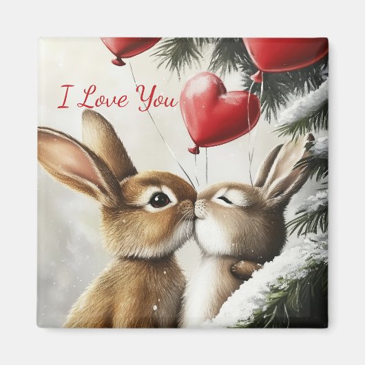 Romantic Bunny Couple Valentine's Day Magnet Magneet (Voorkant)