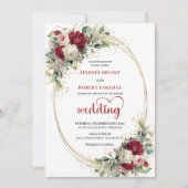 Romantic Burgundy Blush Floral Wedding Invitation (Devant)