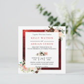 Romantic Burgundy Blush Pink Floral Rustic Wedding Kaart (Staand voorkant)