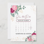 Romantic Burgundy Blush Pink Floral Save the Date (Voorkant)