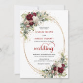 Romantic Burgundy Bohemian Floral Wedding Invite Kaart (Voorkant)