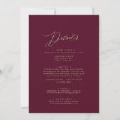 Romantic Burgundy Calligraphy Front & Back Wedding Kaart (Achterkant)