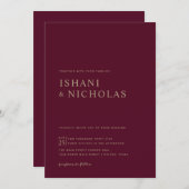 Romantic Burgundy Calligraphy Monogram Wedding Kaart (Voorkant / Achterkant)