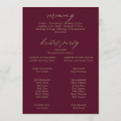 Romantic Burgundy Calligraphy Wedding Programme Programma (Achterkant)