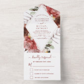 Romantic Burgundy Eucalyptus Weddenschap Herfst All In One Uitnodiging (Binnen)