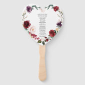 Romantic Burgundy Pink Floral Wedding Programme Handwaaier (Achterkant)