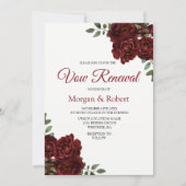 Romantic Burgundy Red Rose Vow Renewal Invite Kaart (Voorkant)