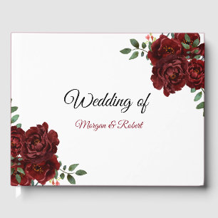 Romantic Burgundy Red Rose Wedding Guestbook Gastenboek