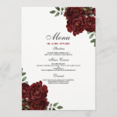Romantic Burgundy Red Rose Wedding Menu (Voorkant)