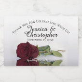 Romantic Burgundy Roos Weddenschap Dank je Mini Sparkling Wijnetiket (Enkel label)