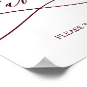 Romantic Burgundy Text Calligraphy Weddenschappen Poster (Hoek)