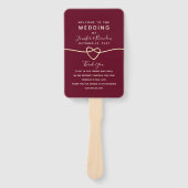 Romantic Burgundy Wedding Programme Hand Fan Handwaaier (Voorkant)