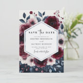 Romantic Burgundy Wedding Save The Date (Staand voorkant)