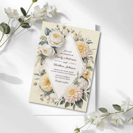 Romantic Butter Yellow Garden Wedding Invitation Kaart