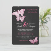 Romantic Butterflies wedding invitation Kaart (Staand voorkant)