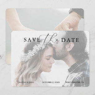 Romantic Calligrafie Foto Save the Date Invitation Kaart