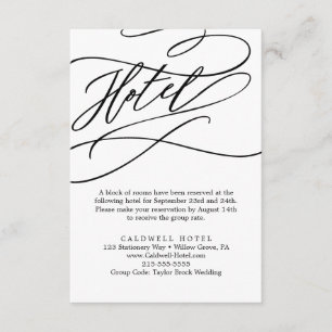 Romantic Calligraphy Flourish Hotel Enclosure Kaar Informatiekaartje