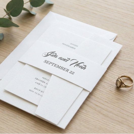 Romantic Calligraphy | Flourish Wedding Uitnodigingen Wikkel