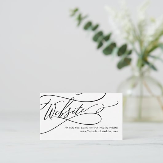 Romantic Calligraphy Flourish Wedding Website Informatiekaartje (Staand voorkant)
