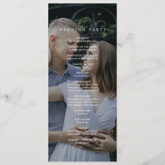 Romantic Calligraphy Monogram Dark Photo Weddensch Programma (Achterkant)